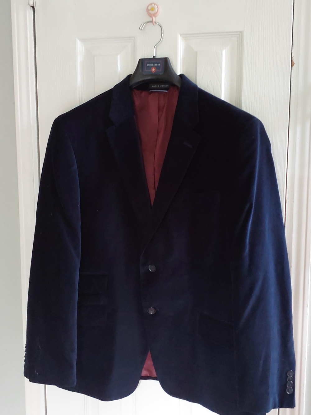 Tommy Hilfiger Navy Velvet Sport Coat with Burgundy Lining